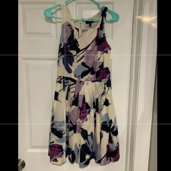 strapless open back dress Purple Ink Blotch Skater Dress  Floral Print Art
